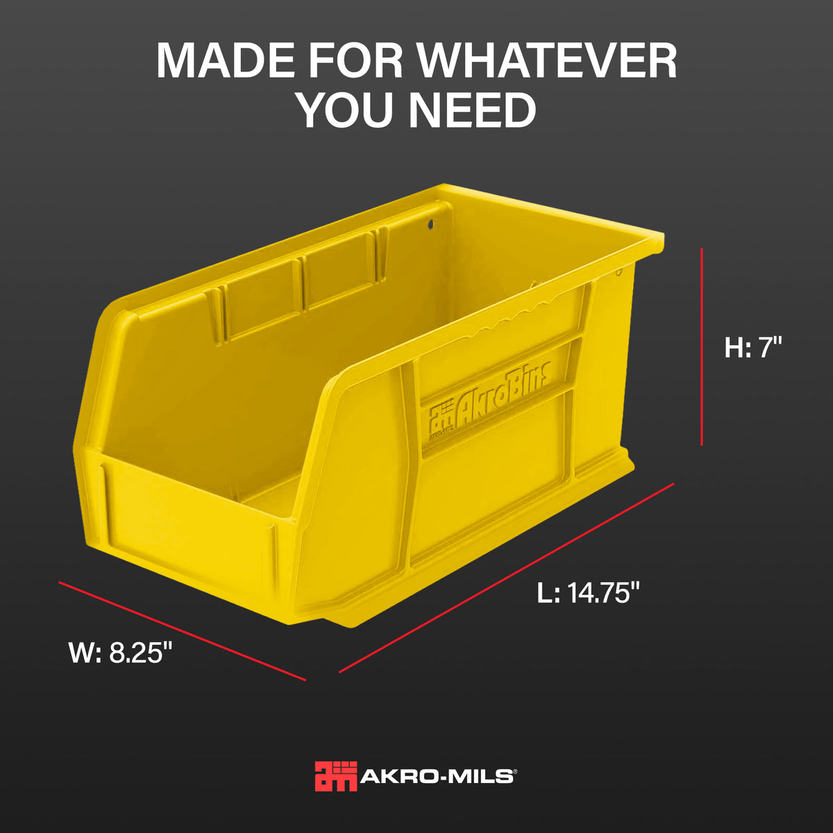 Akro-Mils 12 Pack AkroBins Plastic Storage Bins, Space-Saving Organizers, Yellow (Open Box)