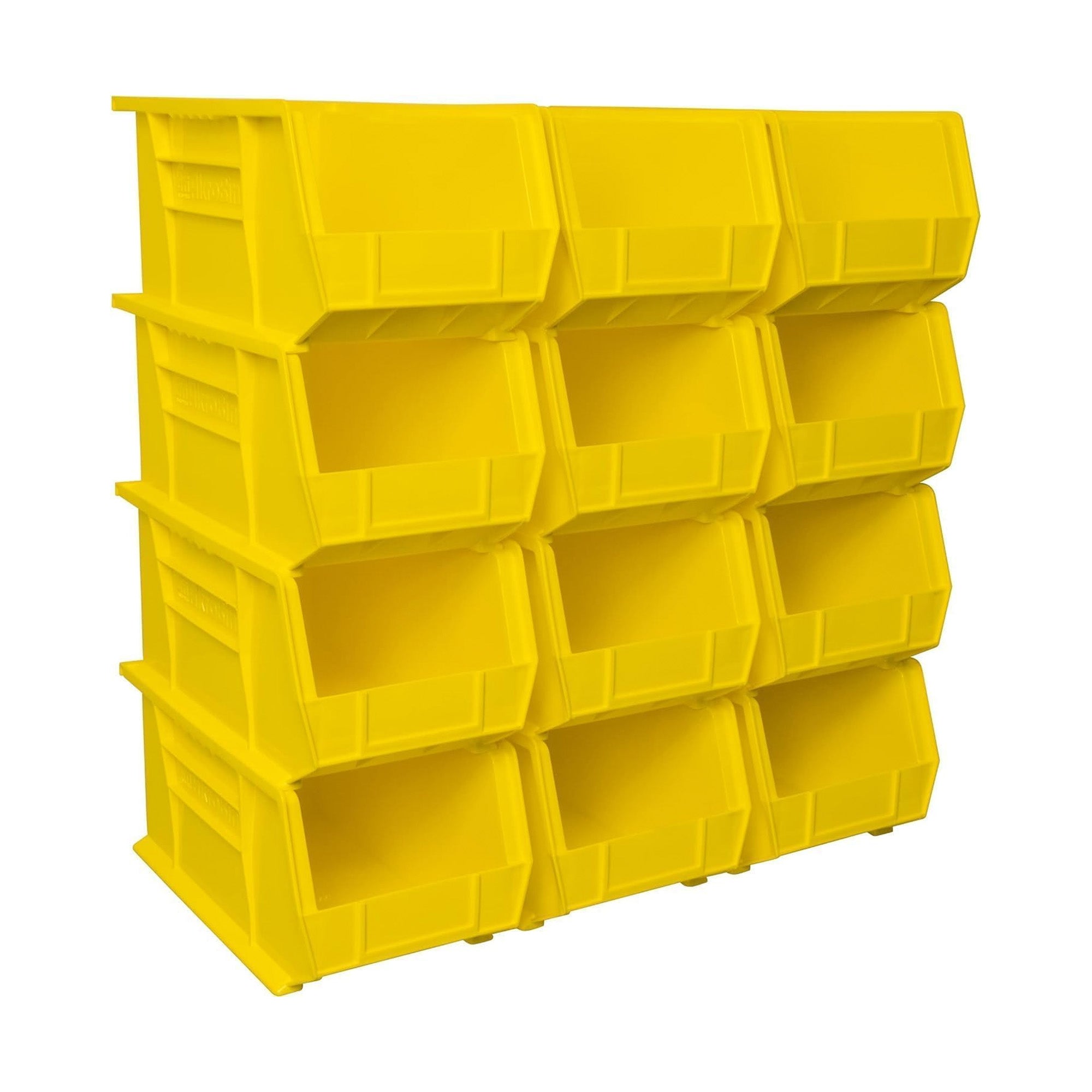 Akro-Mils 12 Pack AkroBins Plastic Storage Bins, Space-Saving Organizers, Yellow - VMInnovations