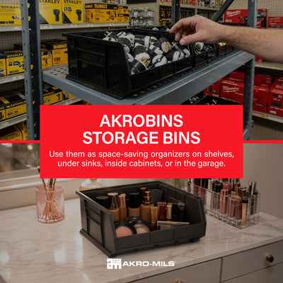 Akro-Mils AkroBins Plastic Storage Bins, Space-Saving Organizers (Open Box) - VMInnovations