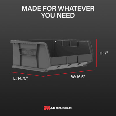 Akro-Mils AkroBins Plastic Storage Bins, Space-Saving Organizers, Black, 6 Pack - VMInnovations