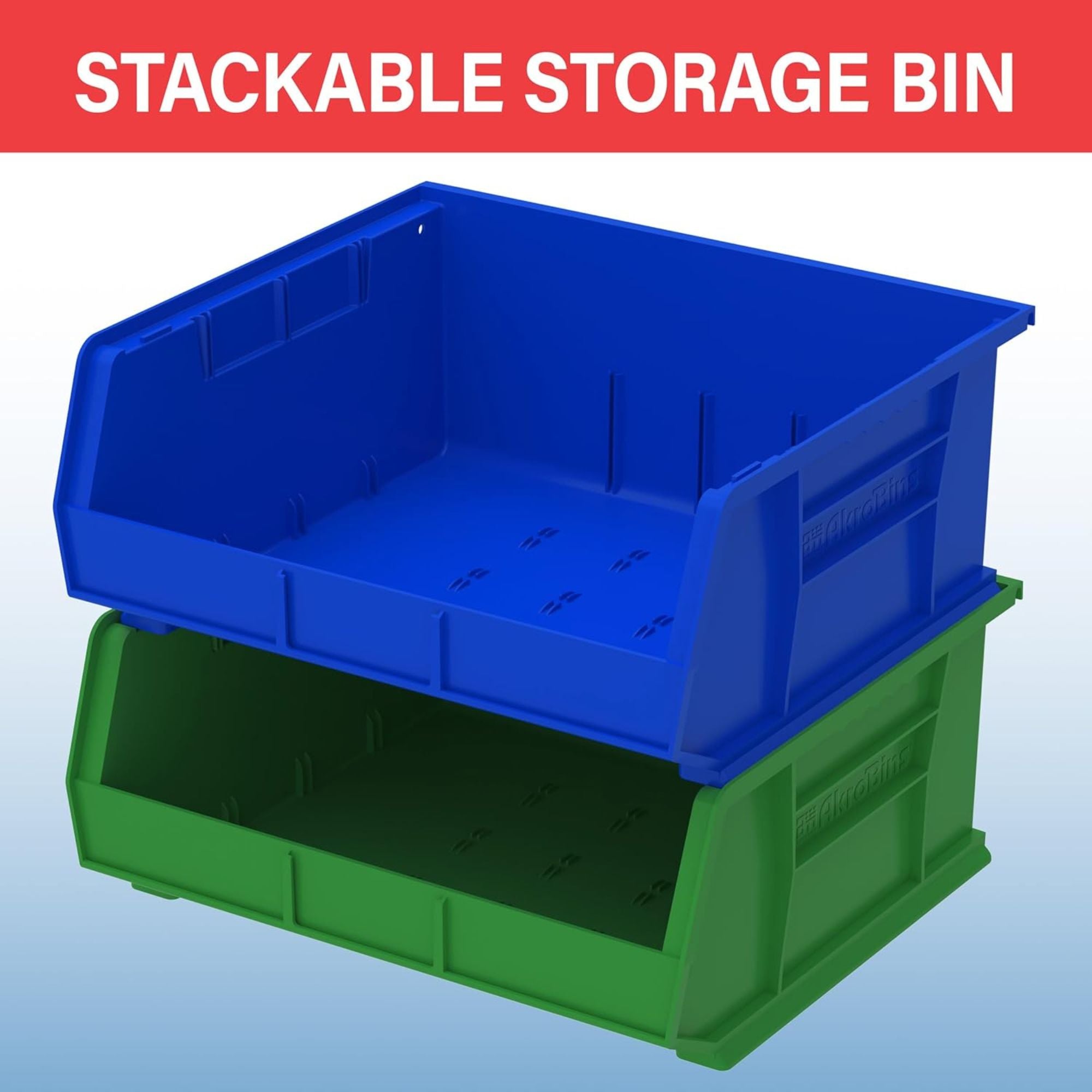 Akro-Mils 6 Pack AkroBins Plastic Storage Bins, Space-Saving Organizers, Blue - VMInnovations