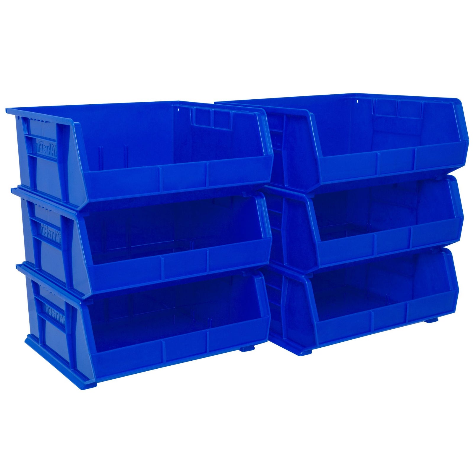 Akro-Mils 6 Pack AkroBins Plastic Storage Bins, Space-Saving Organizers, Blue - VMInnovations