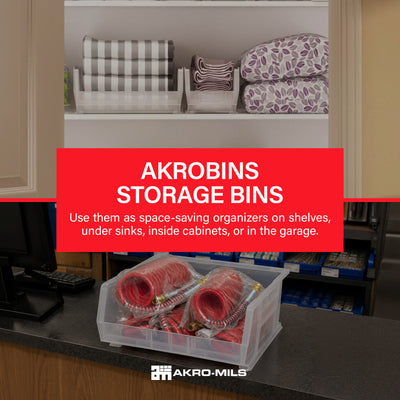 Akro-Mils 6 Pack AkroBins Plastic Storage Bins, Space-Saving Organizers, Clear - VMInnovations