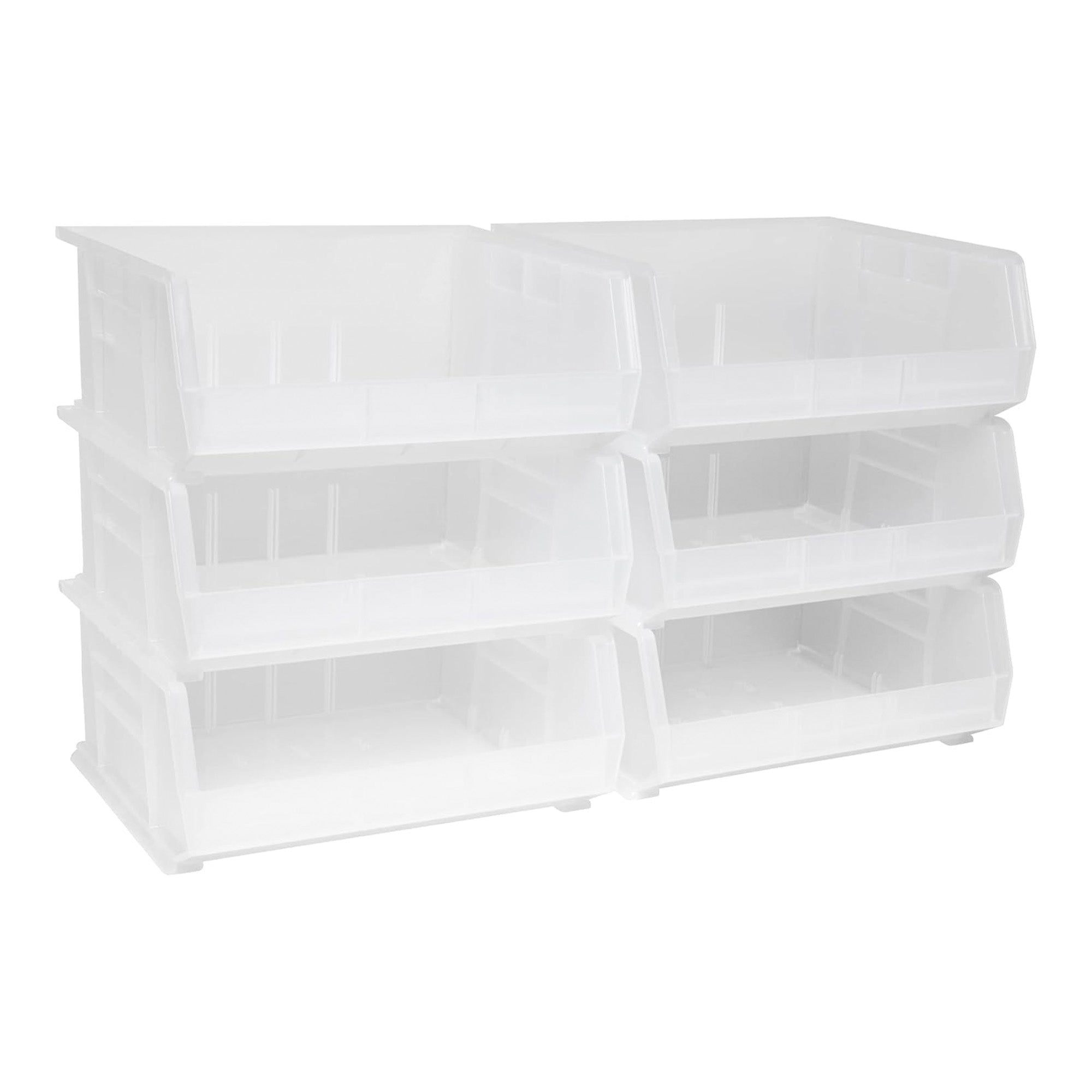 Akro-Mils 6 Pack AkroBins Plastic Storage Bins, Space-Saving Organizers, Clear - VMInnovations