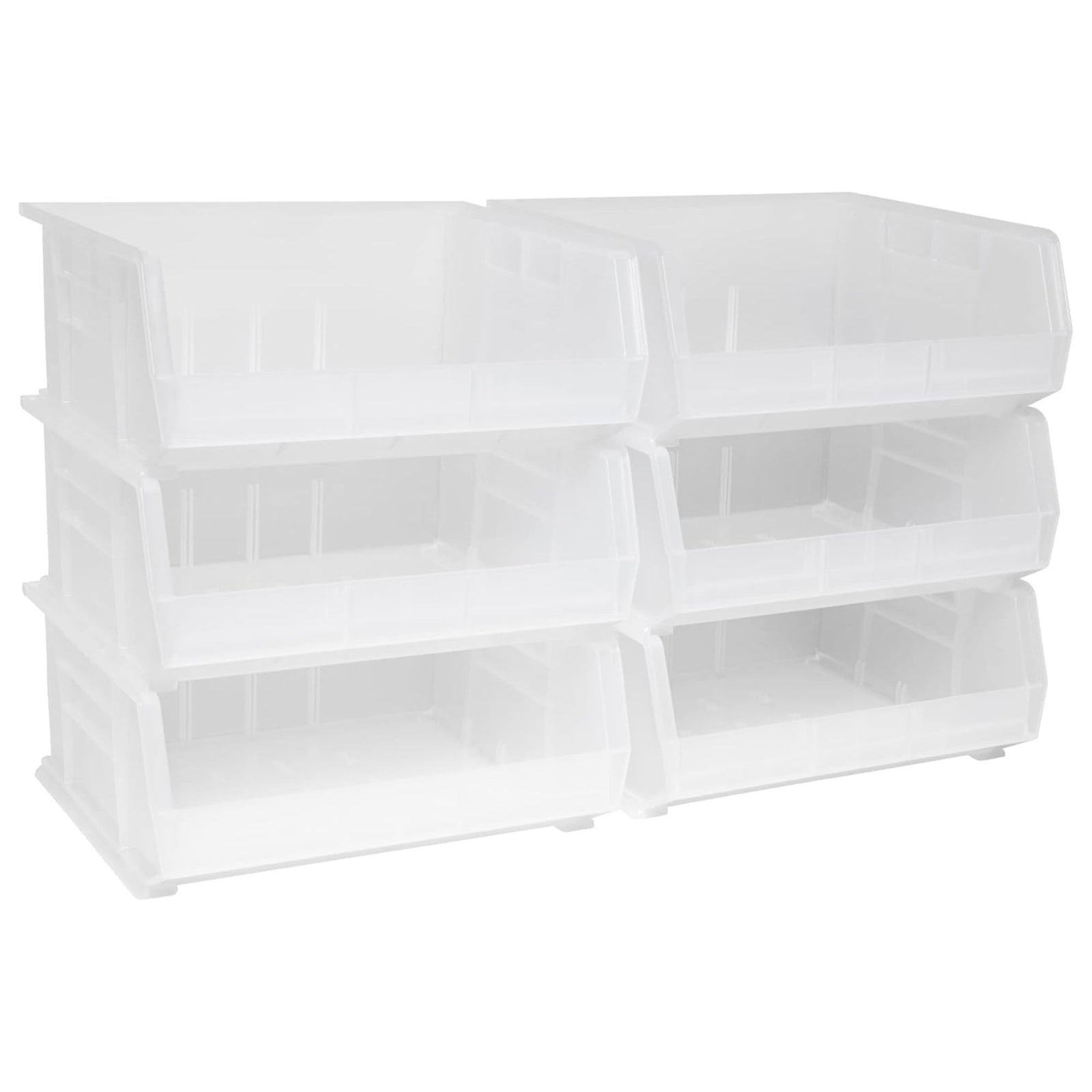 Akro-Mils 6 Pack AkroBins Plastic Storage Bins, Space-Saving Organizers, Clear - VMInnovations