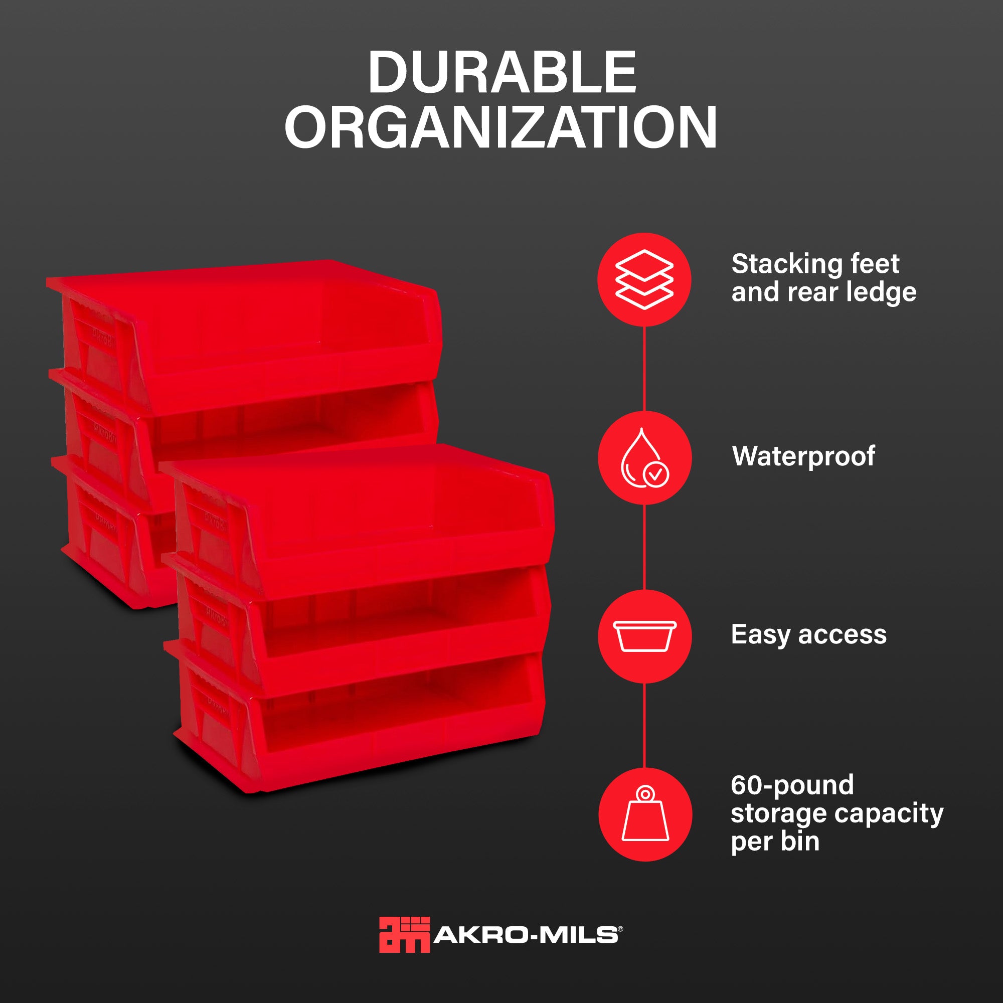 Akro-Mils 6 Pack AkroBins Plastic Storage Bins, Organizers (Open Box) - VMInnovations