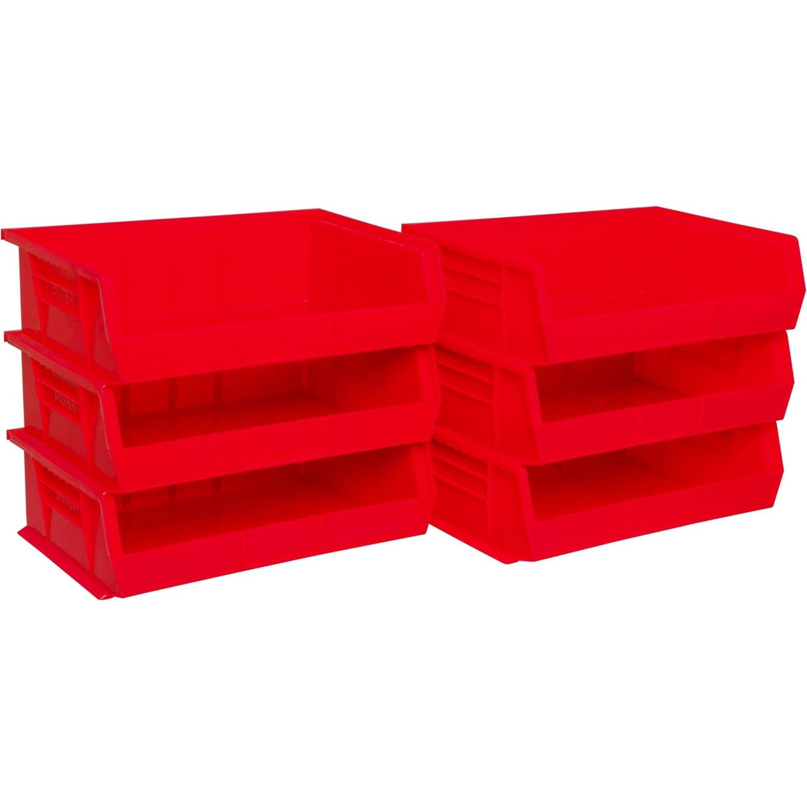 Akro-Mils 6 Pack AkroBins Plastic Storage Bins, Space-Saving Organizers, Red - VMInnovations