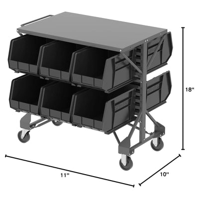 Akro-Mils 6 Pack AkroBins Plastic Storage Bins, Space-Saving Organizers, Black (Open Box)