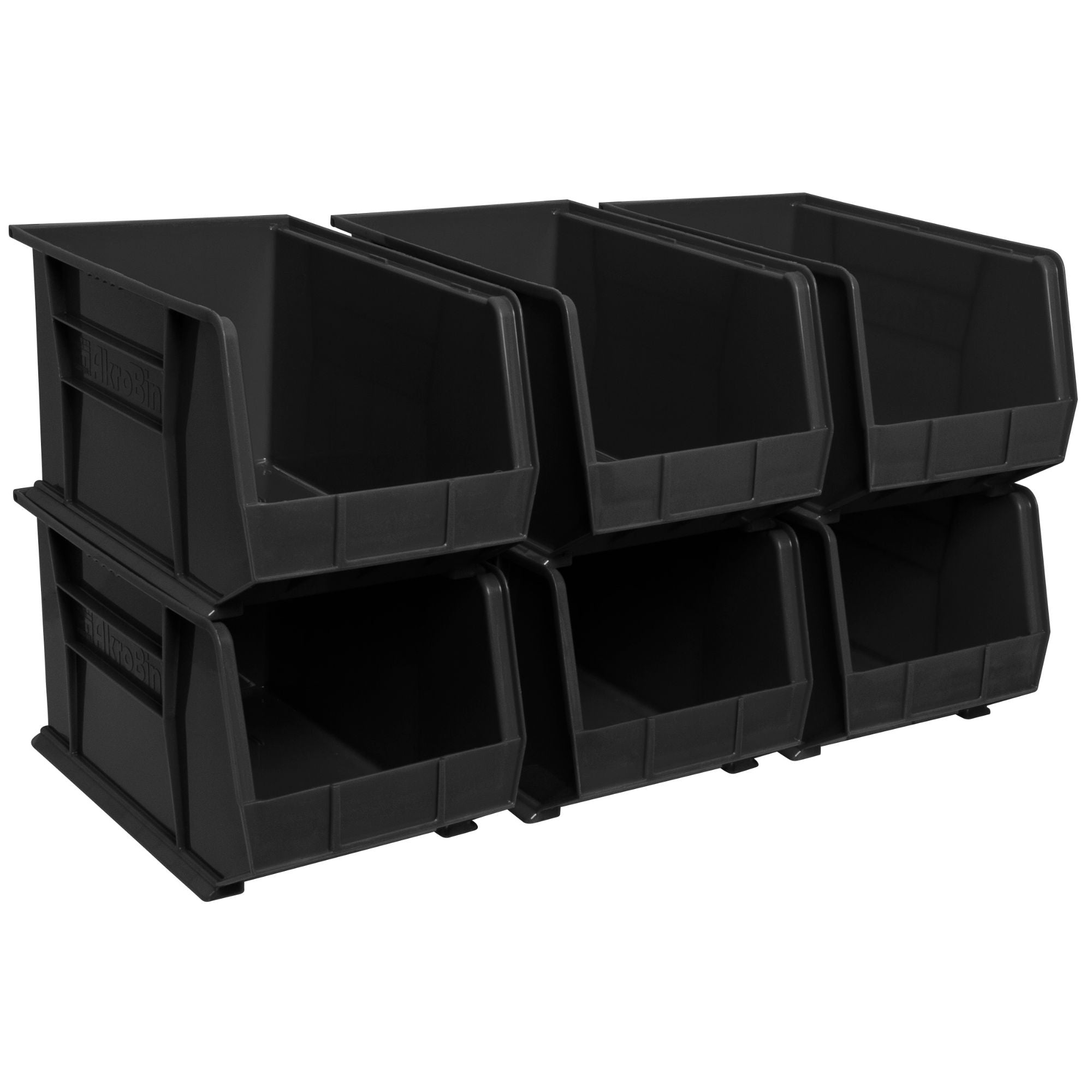 Akro-Mils 6 Pack AkroBins Plastic Storage Bins, Space-Saving Organizers, Black (Open Box)