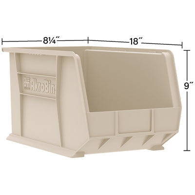 Akro-Mils 6 Pack AkroBins Plastic Storage Bins, Space-Saving Organizers, Stone (Open Box)