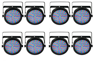 (8) Chauvet SlimPar 64 LED DMX Slim Par Can Stage Pro DJ RGB Lighting Effects