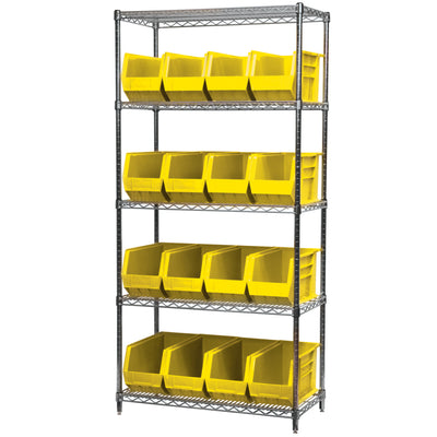 Akro-Mils 6 Pack AkroBins Plastic Storage Bins, Space-Saving Organizers, Yellow