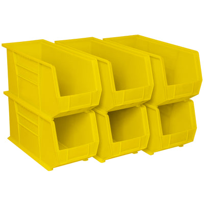 Akro-Mils 6 Pack AkroBins Plastic Storage Bins, Space-Saving Organizers, Yellow