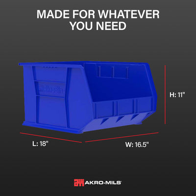 Akro-Mils 3 Pack AkroBins Plastic Storage Bins, Space-Saving Organizers, Blue - VMInnovations