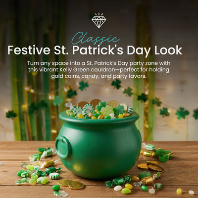 Union Products St. Patrick's Day Cauldron 8" Treat Holder Container, Kelly Green - VMInnovations
