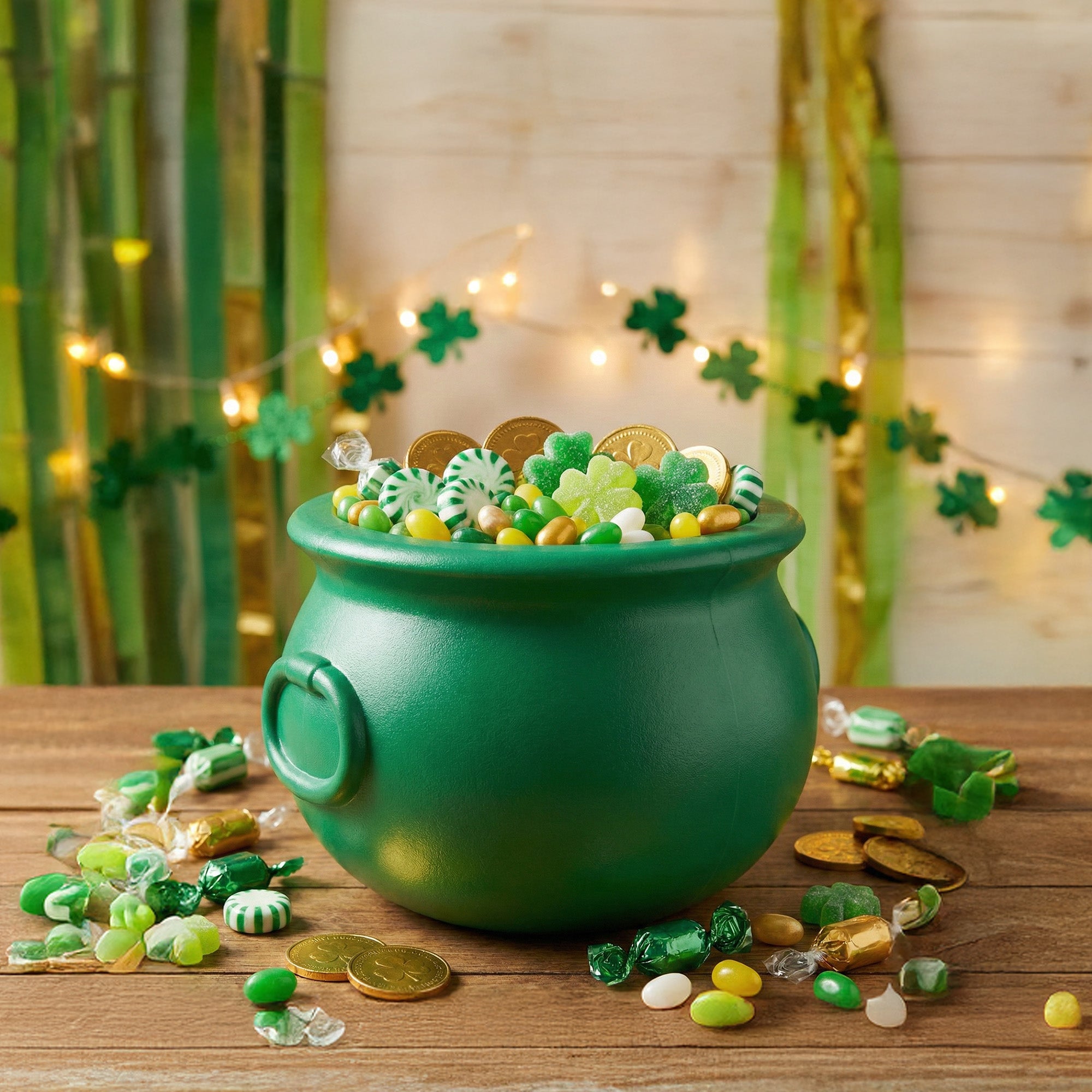 Union Products St. Patrick's Day Cauldron 8" Treat Holder Container, Kelly Green - VMInnovations