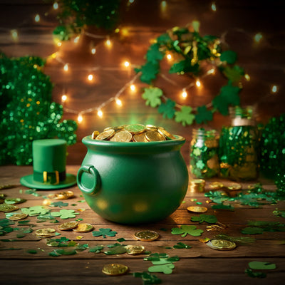 Union Products St. Patrick's Day Cauldron 8" Treat Holder Container, Kelly Green - VMInnovations