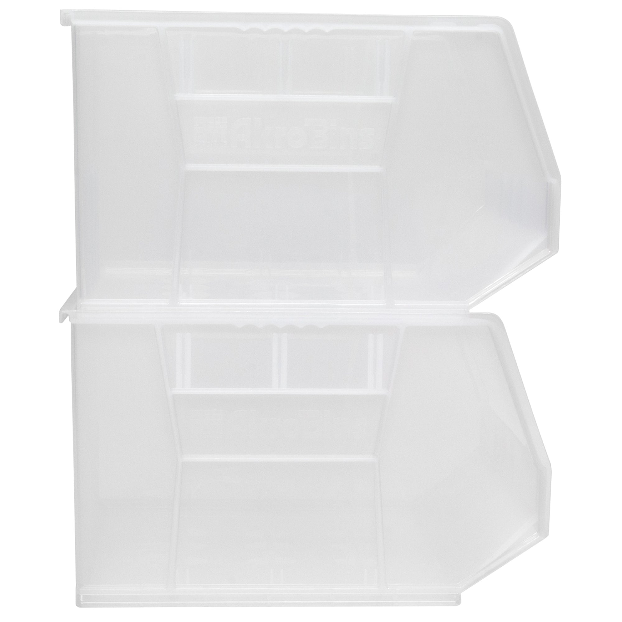 Akro-Mils 3 Pack AkroBins Plastic Storage Bins, Space-Saving Organizers, Clear (Open Box)