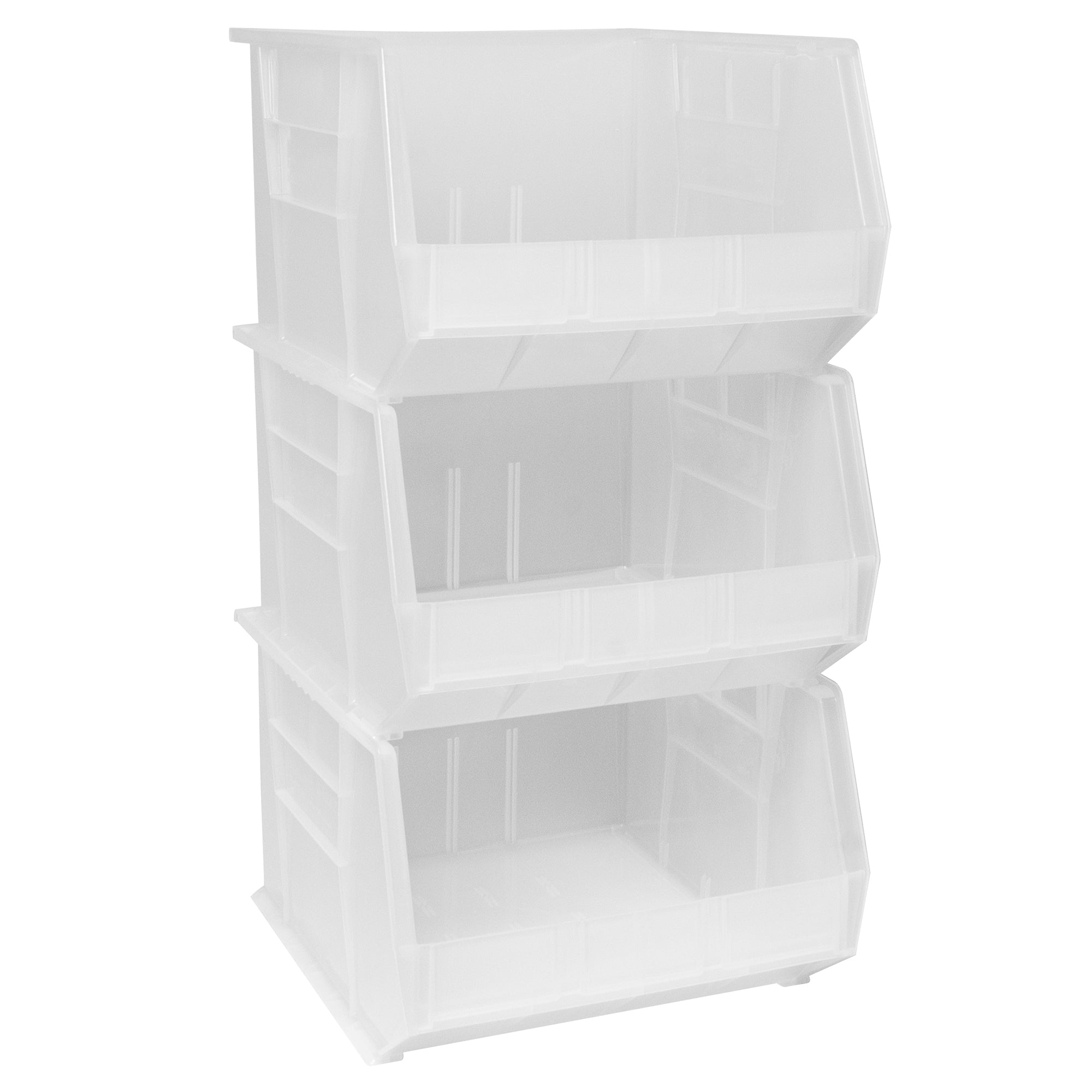 Akro-Mils 3 Pack AkroBins Plastic Storage Bins, Space-Saving Organizers, Clear (Open Box)