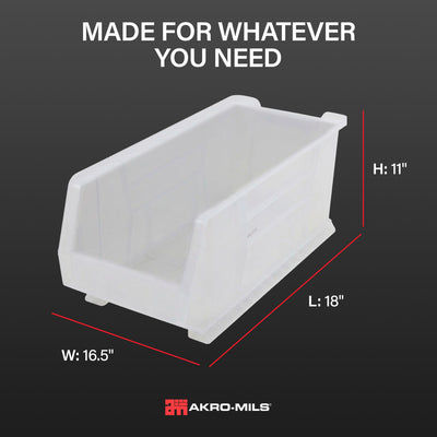 Akro-Mils 3 Pack AkroBins Plastic Storage Bins, Space-Saving Organizers, Clear (Open Box)