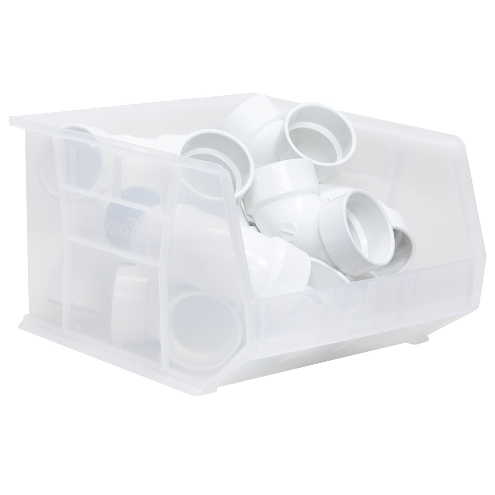 Akro-Mils 3 Pack AkroBins Plastic Storage Bins, Space-Saving Organizers, Clear (Open Box)