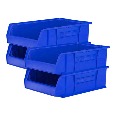 Akro-Mils 4 Pack AkroBins Plastic Storage Bins, Space-Saving Organizers, Blue - VMInnovations
