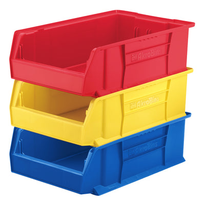 Akro-Mils 4 Pack AkroBins Plastic Storage Bins, Space-Saving Organizers, Red - VMInnovations