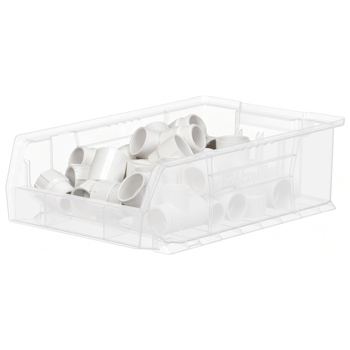 Akro-Mils 4 Pack AkroBins Plastic Storage Bins, Space-Saving Organizers, Clear