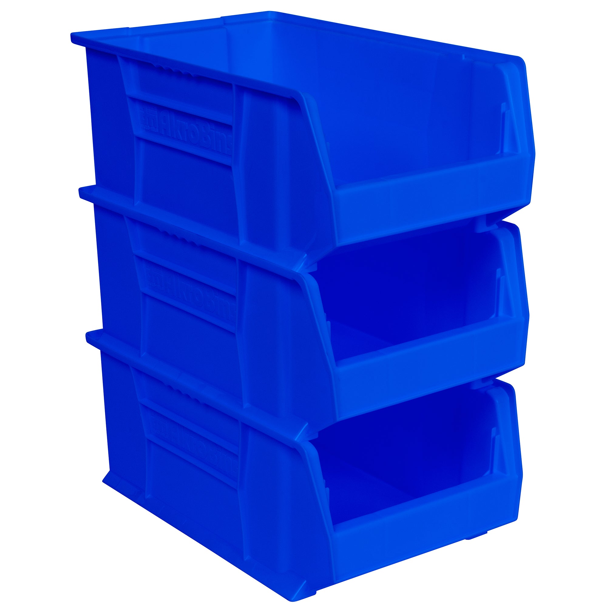 Akro-Mils 3 Pack AkroBins Plastic Storage Bins, Space-Saving Organizers, Blue - VMInnovations