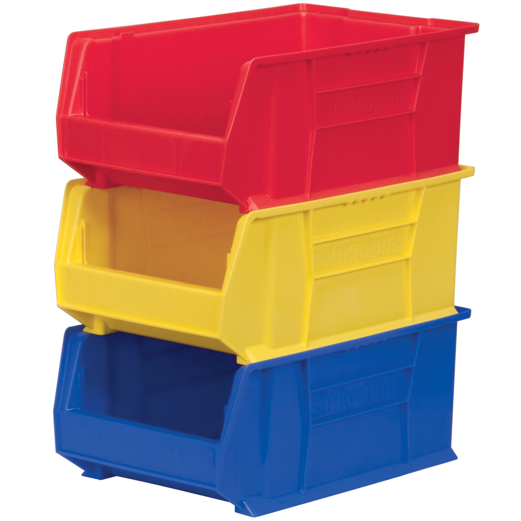 Akro-Mils 3 Pack AkroBins Plastic Storage Bins, Space-Saving Organizers, Blue - VMInnovations