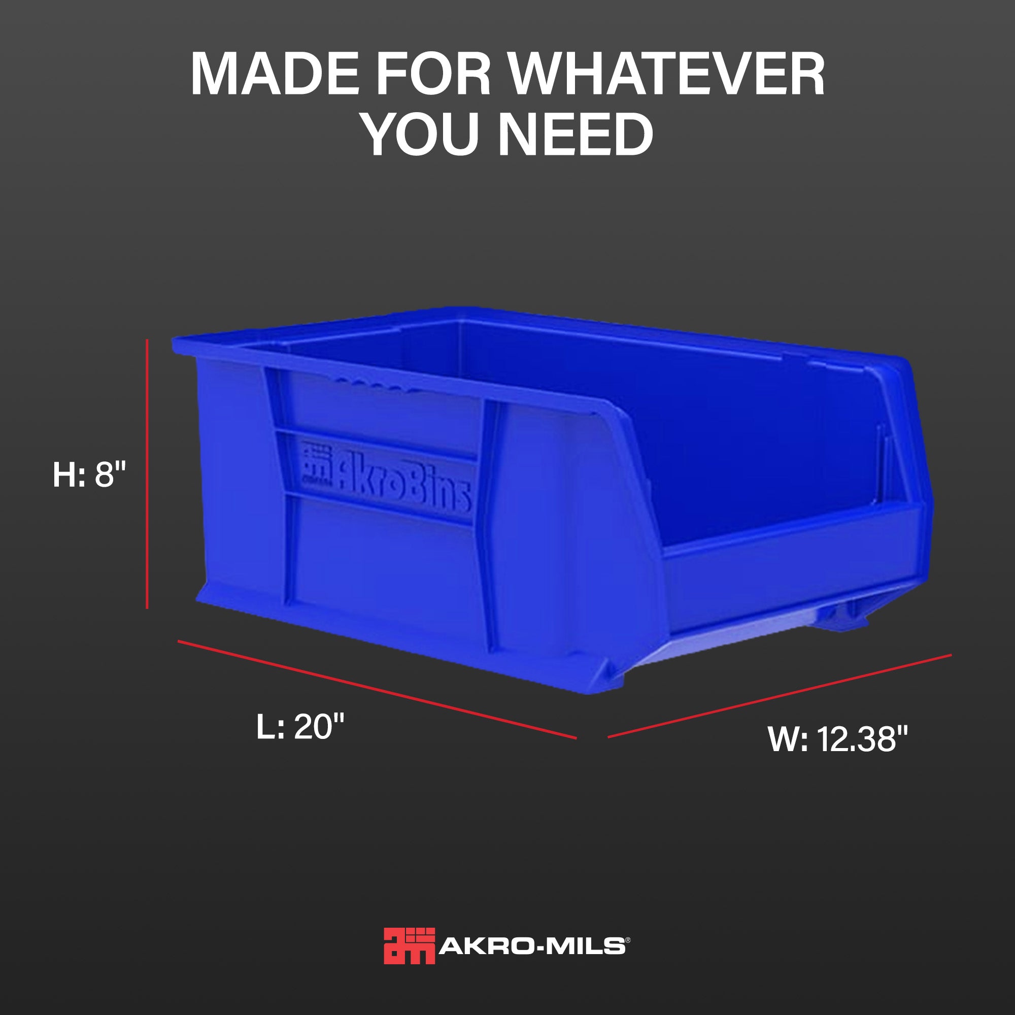 Akro-Mils 3 Pack AkroBins Plastic Storage Bins, Space-Saving Organizers, Blue - VMInnovations