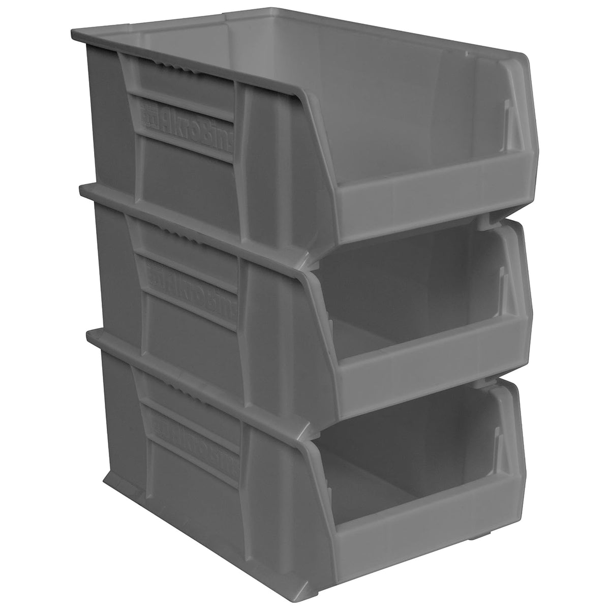 Akro-Mils 4 Pack Super-Size AkroBin Storage Bin, 20 x 12.375 x 8 Inch, Gray