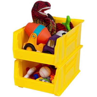 Akro-Mils 4 Pack Super-Size AkroBin Storage Bin, 20 x 12.375 x 8 Inch, Yellow