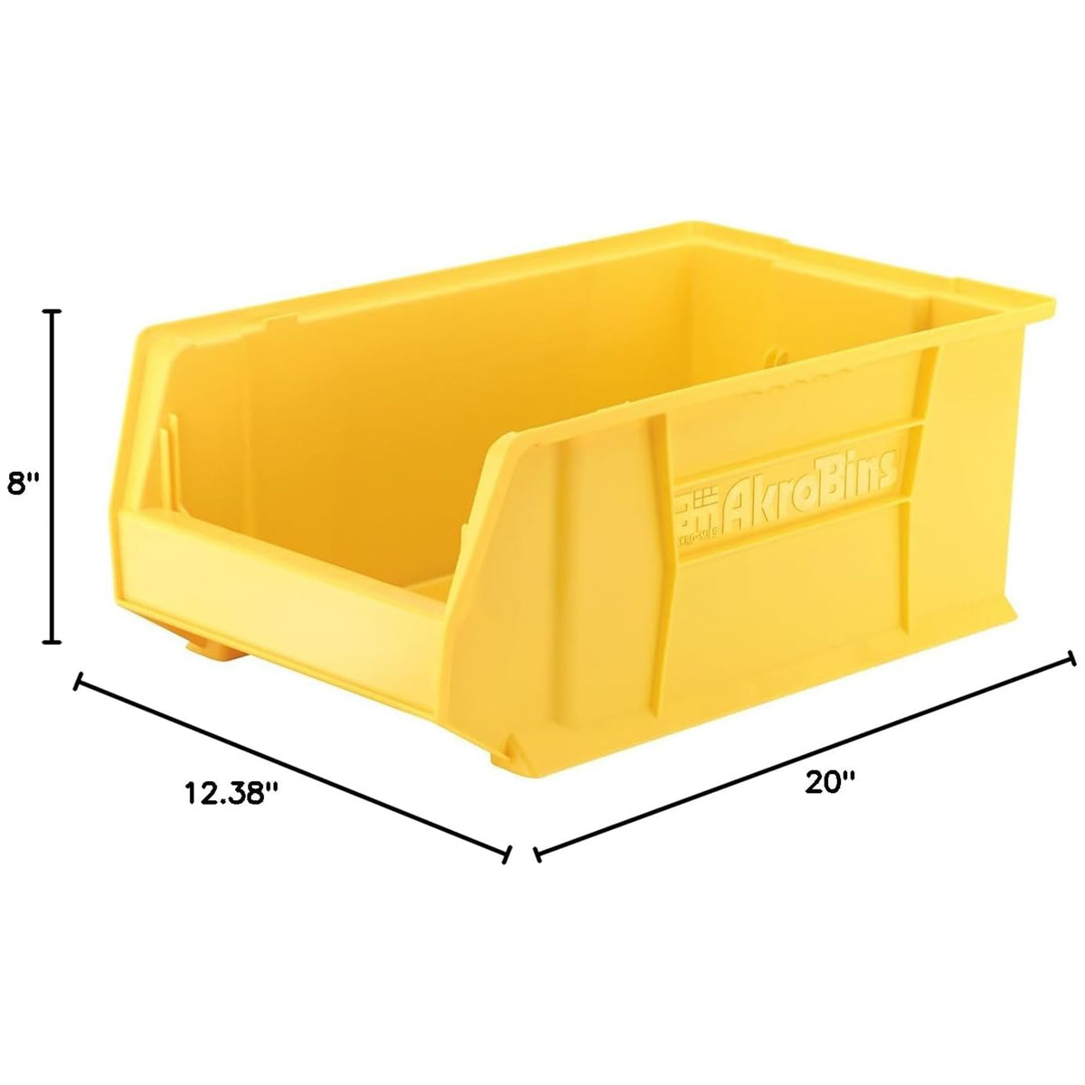 Akro-Mils 4 Pack Super-Size AkroBin Storage Bin, 20 x 12.375 x 8 Inch, Yellow