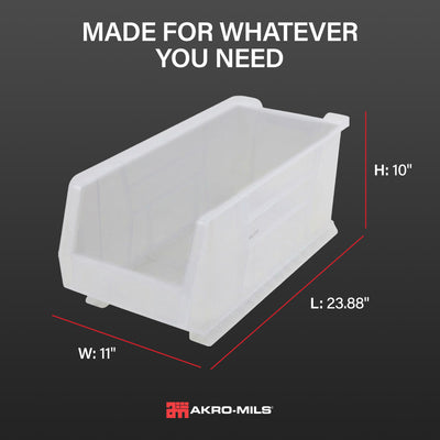 Akro-Mils 4 Pack AkroBins Plastic Storage Bins, Space-Saving Organizers, Clear - VMInnovations