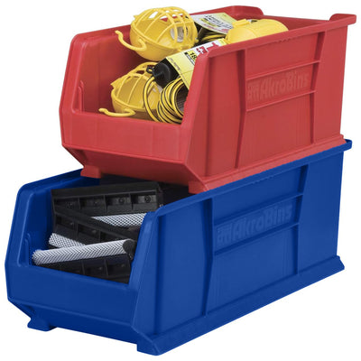 Akro-Mils 4 Pack Super-Size AkroBin Storage Bin, 29.875 x 11 x 10 Inch, Blue