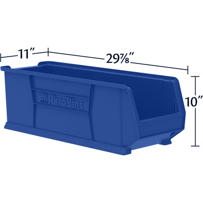 Akro-Mils 4 Pack Super-Size AkroBin Storage Bin, 29.875 x 11 x 10 Inch, Blue