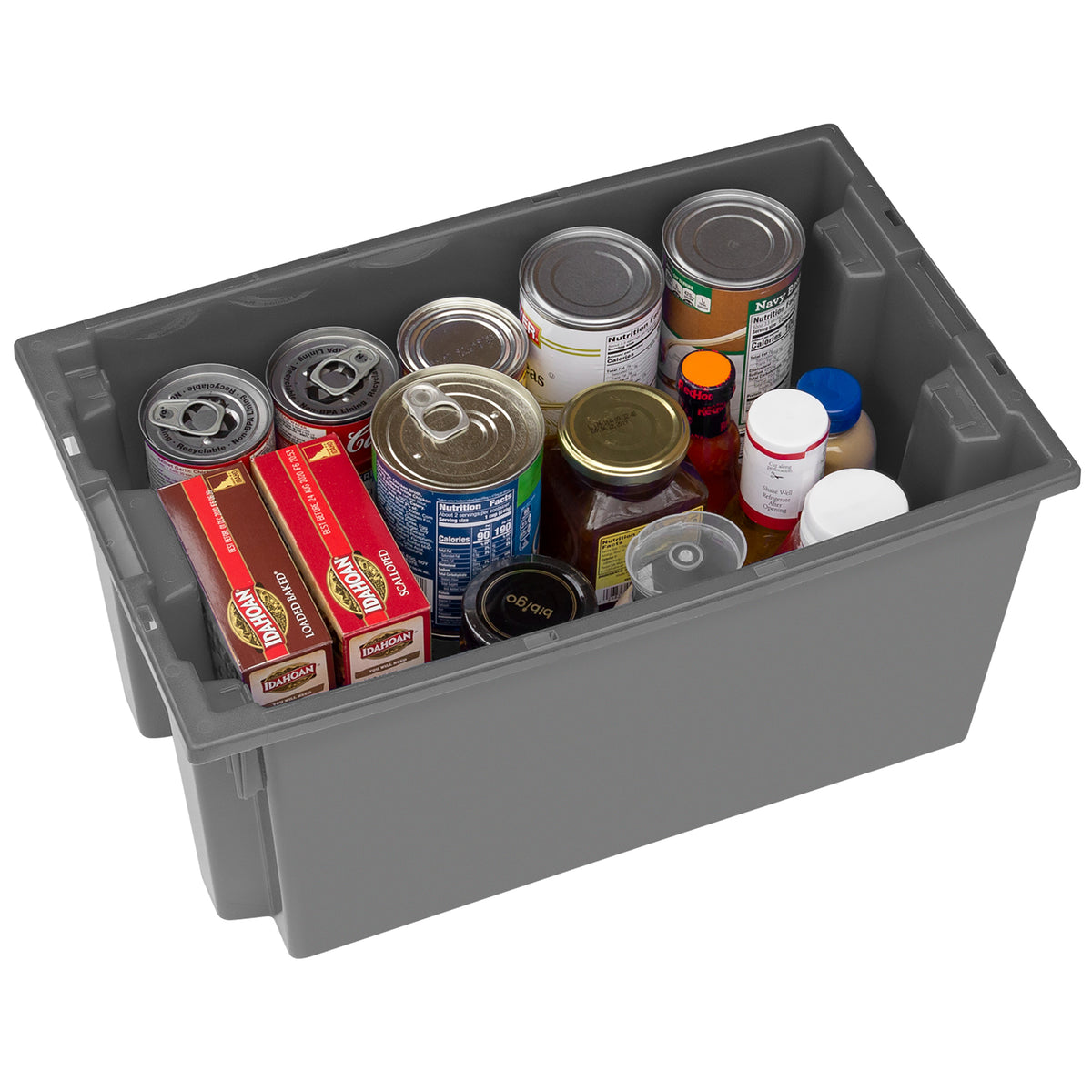 Akro-Mils 6 Pack Nest and Stack Plastic Storage Tote, 18" x 11" x 6", Grey