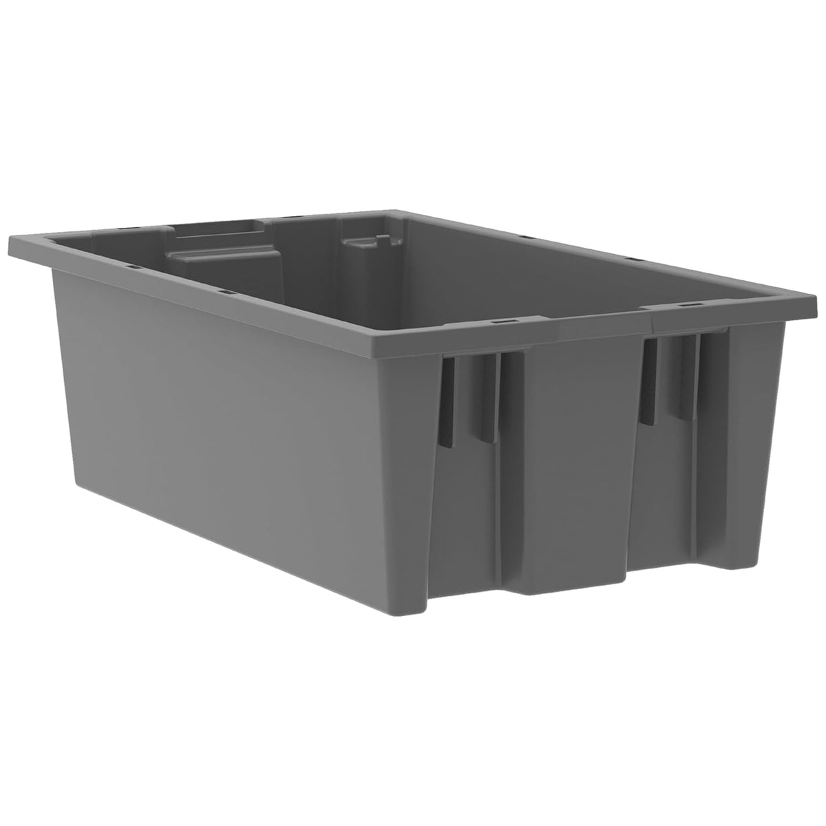 Akro-Mils 6 Pack Nest and Stack Plastic Storage Tote, 18" x 11" x 6", Grey