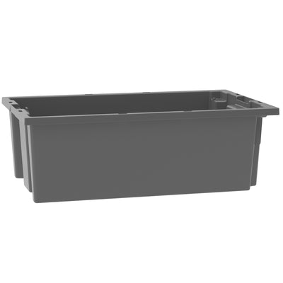 Akro-Mils 6 Pack Nest and Stack Plastic Storage Tote, 18" x 11" x 6", Grey