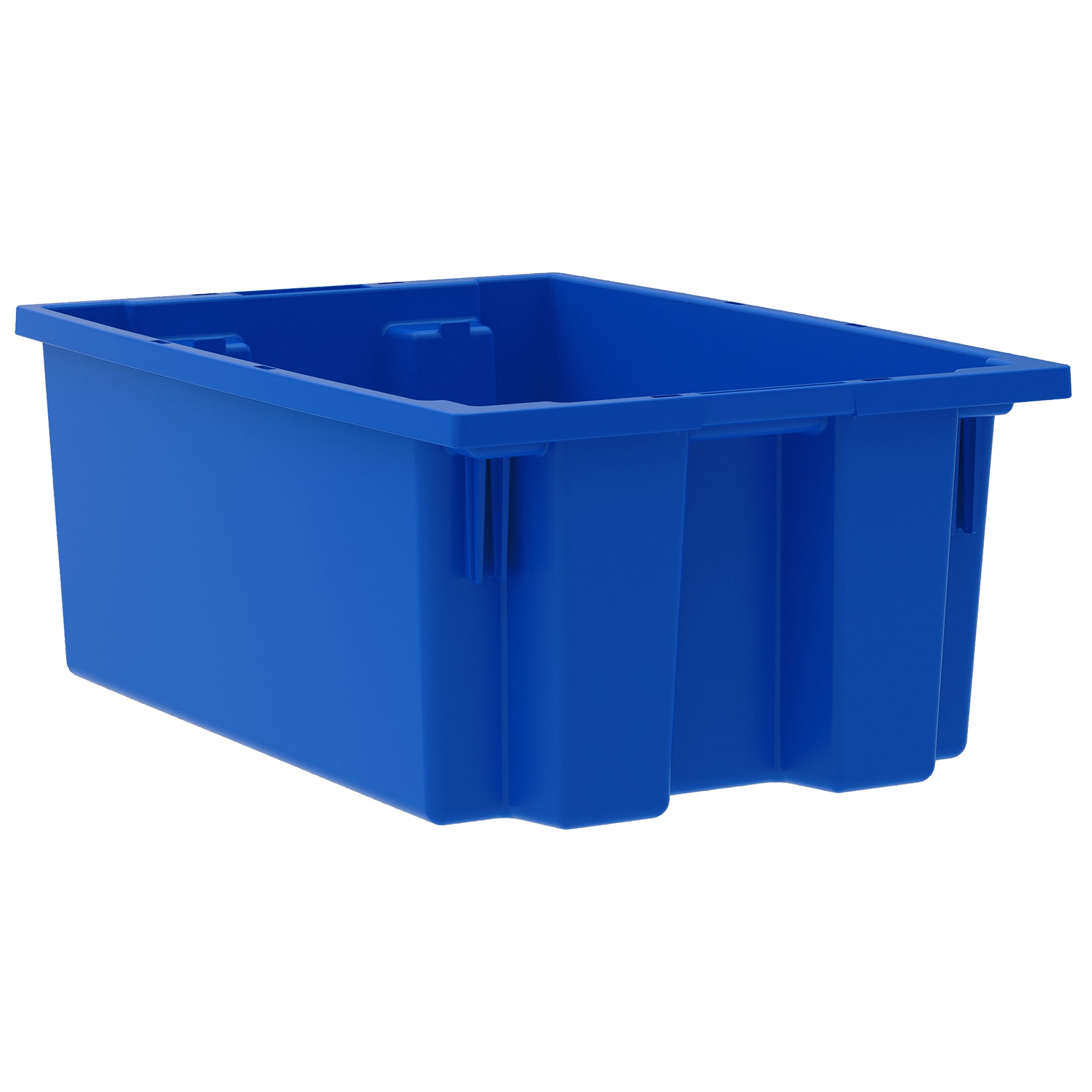 Akro-Mils 6 Pack Nest and Stack Plastic Storage Tote, 19.5" x 13.5" x 8", Blue