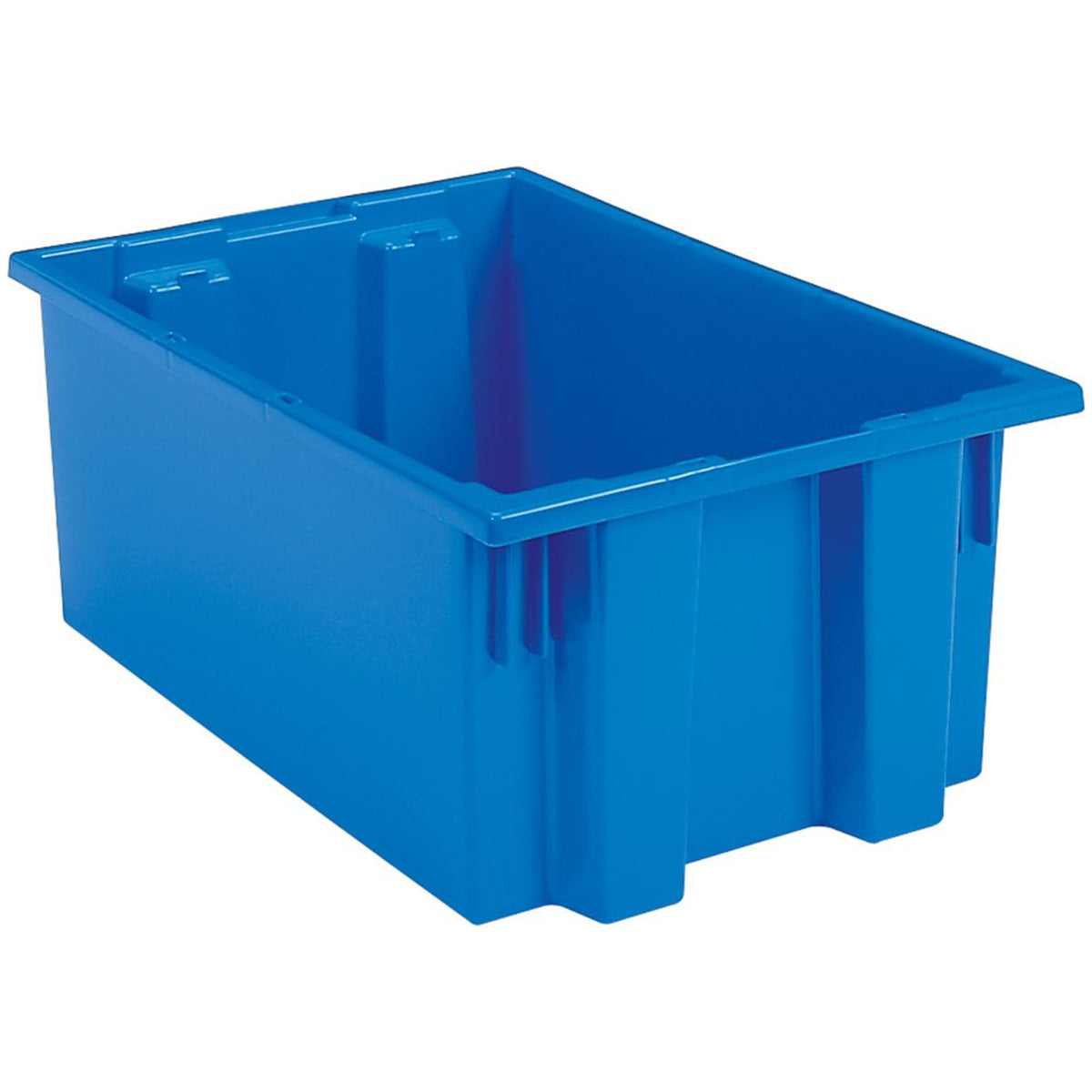 Akro-Mils 6 Pack Nest and Stack Plastic Storage Tote, 19.5" x 13.5" x 8", Blue
