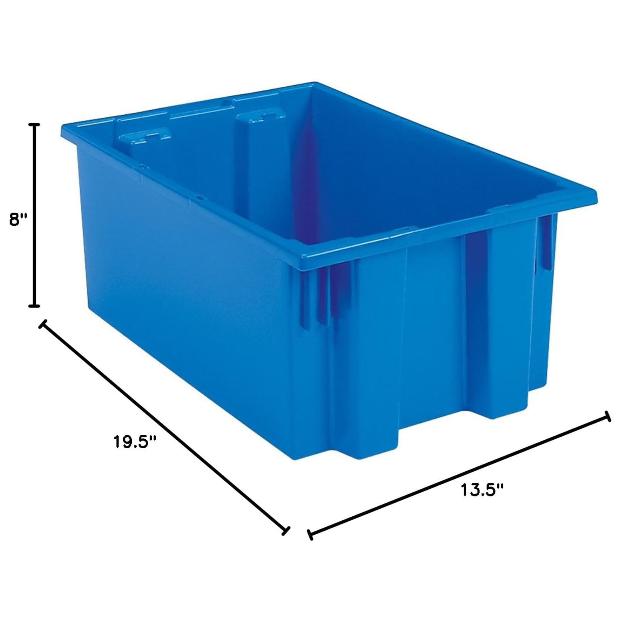 Akro-Mils 6 Pack Nest and Stack Plastic Storage Tote, 19.5" x 13.5" x 8", Blue