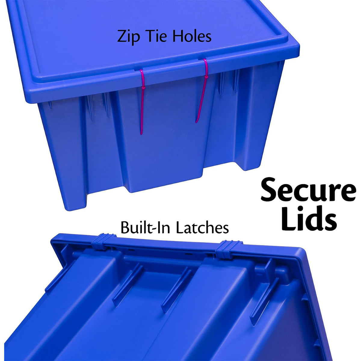 Akro-Mils 6 Pack Nest and Stack Plastic Storage Tote, 19.5" x 13.5" x 8", Blue