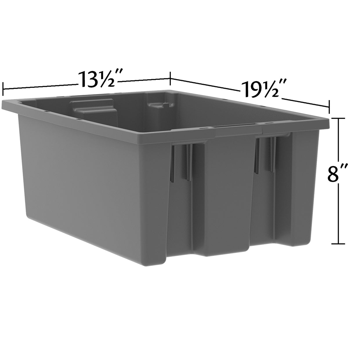 Akro-Mils 6 Pack Nest and Stack Plastic Storage Tote, 19.5" x 13.5" x 8", Grey