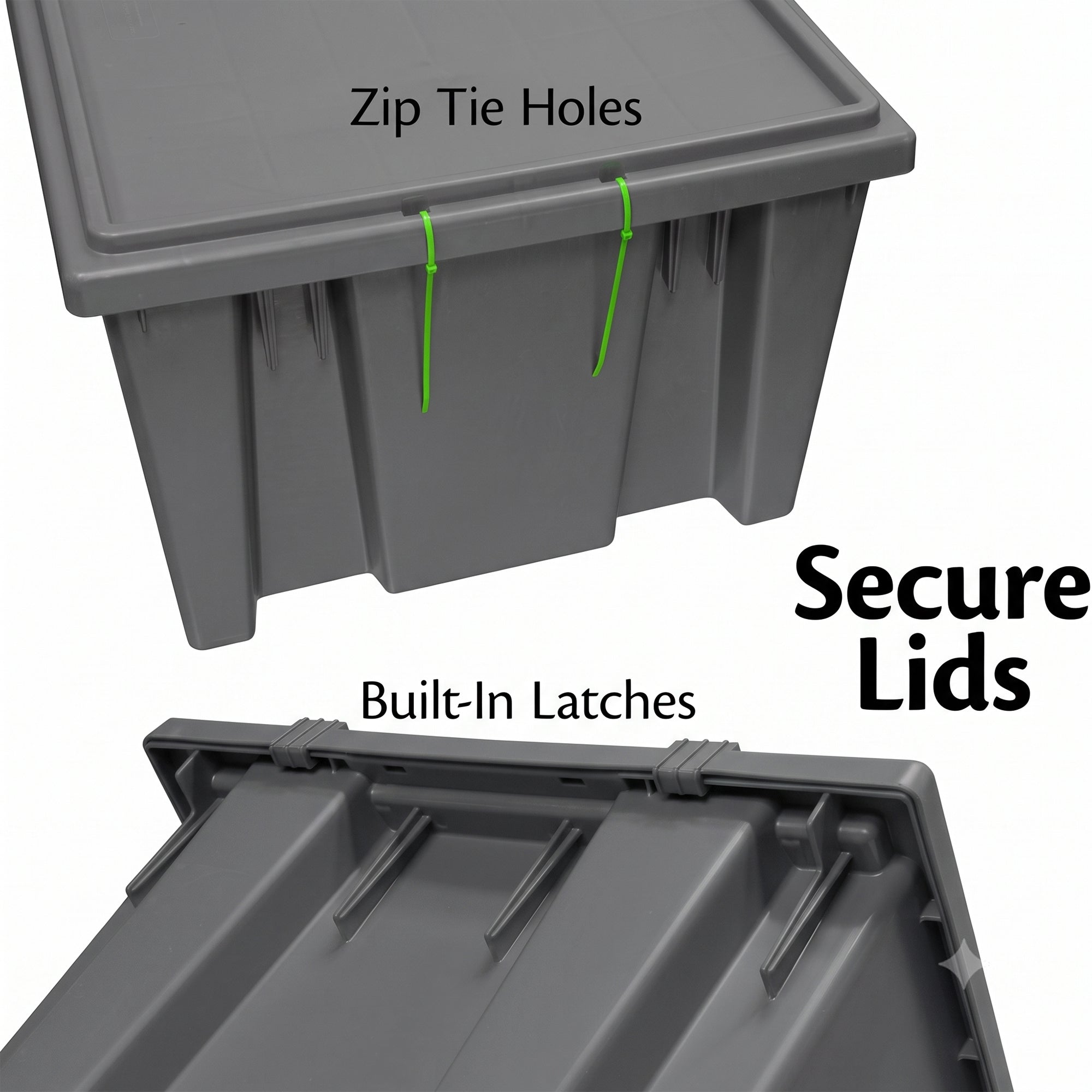 Akro-Mils 6 Pack Nest and Stack Plastic Storage Tote, 19.5" x 13.5" x 8", Grey