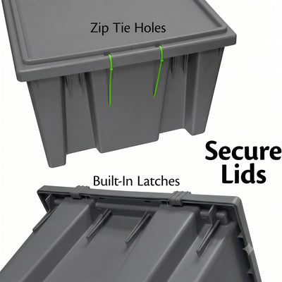 Akro-Mils 6 Pack Nest and Stack Plastic Storage Tote, 19.5" x 13.5" x 8", Grey