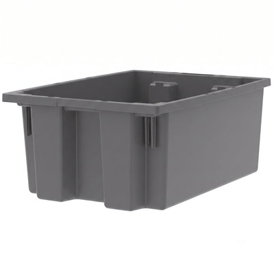 Akro-Mils 6 Pack Nest and Stack Plastic Storage Tote, 19.5" x 13.5" x 8", Grey