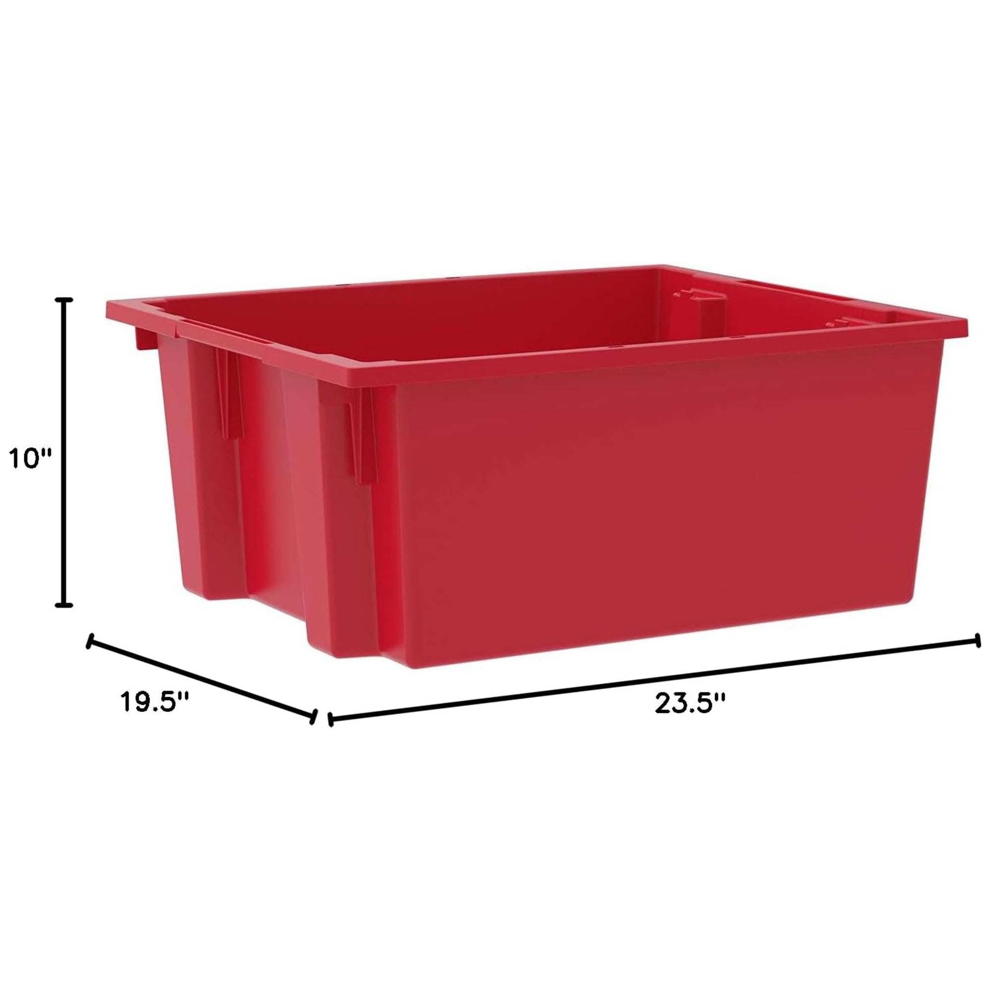Akro-Mils 3 Pack Nest and Stack Plastic Storage Tote, 23.5" x 19.5" x 10", Red