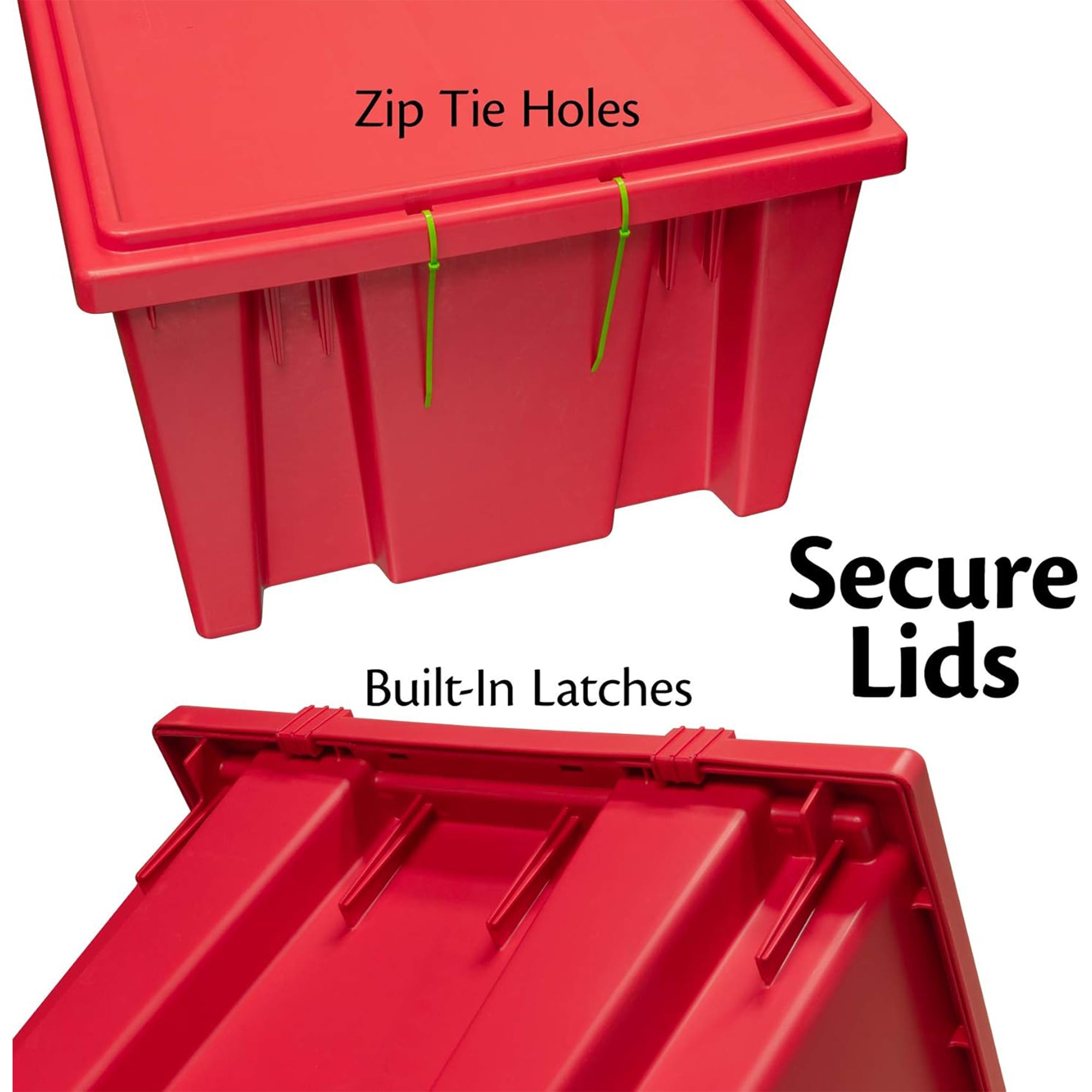 Akro-Mils 3 Pack Nest and Stack Plastic Storage Tote, 23.5" x 19.5" x 10", Red